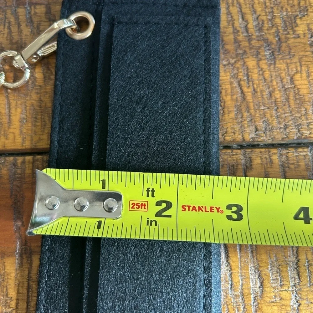 Gray Felt Wallet Insert with Gold Accents and Pocket Organizer